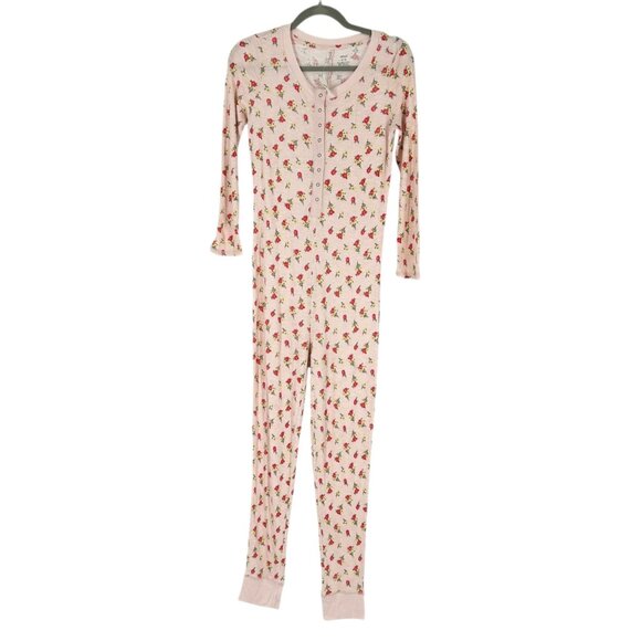 NWT Aerie Floral Snap Waffle One Piece Pajama Set - Picture 2 of 6